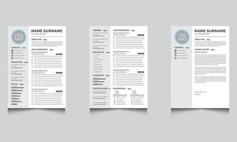 Professional Resume Layout Cv Template with Cover Letter Gray Sidebar vector