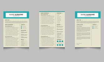 Clean and Professional Resume CV Layout Vector Template Cv Resume design