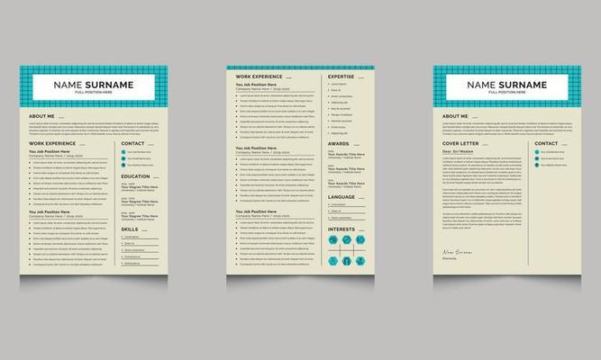Clean and Professional Resume CV Layout Vector Template Cv Resume design