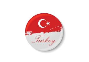 The flag of Turkey. Standard color. The circular icon. The round flag. Digital illustration. Computer illustration. Vector illustration.