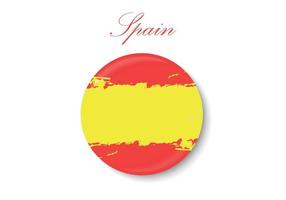 The flag of Spain. Standard color. The circular icon. The round flag. Digital illustration. Computer illustration. Vector illustration.