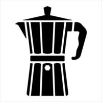 Vector black and white illustration of a simple silhouette of a geyser coffee maker