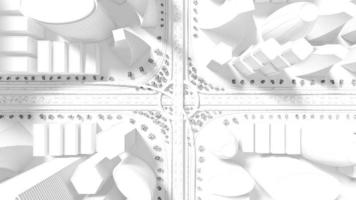 Intersección de carreteras en el medio de la ciudad con mucho tráfico - vista desde arriba video