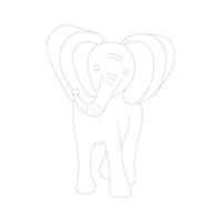 Elephant one-line drawing with coloring pages vector