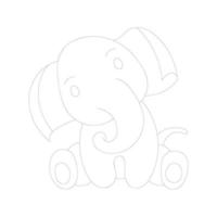 Elephant one-line drawing with coloring pages vector