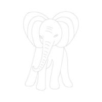 Elephant one-line drawing with coloring pages vector