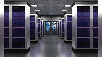 Data Center with Many Rack Servers Standing in A Row - Hosting, Storage Concept video