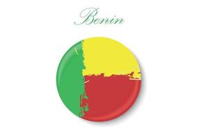 The flag of Benin. Standard color. The circular icon. The round flag. Digital illustration. Computer illustration. Vector illustration.