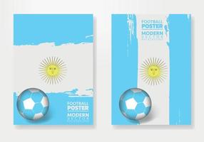 plantilla vectorial de afiche de fútbol argentino, con balón de fútbol, texturas de pincel y lugar para sus textos. vector