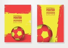 Plantilla vectorial de afiches de fútbol de España, con balón de fútbol, texturas de pincel y lugar para tus textos. vector