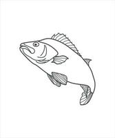 ilustración de un arte de línea de pescado en blanco vector