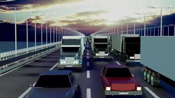 carros dirigindo em uma ponte, subindo a câmera - conceito de transporte rodoviário video