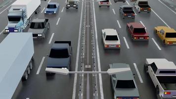 carros dirigindo em uma ponte - subindo a câmera - conceito de transporte rodoviário video