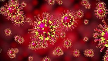 Many Coronavirus, Covid-19 Virus Molecules, Red Background video