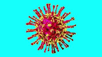 Rotierendes Coronavirus, Covid-19-Virusmolekül, roter Hintergrund video