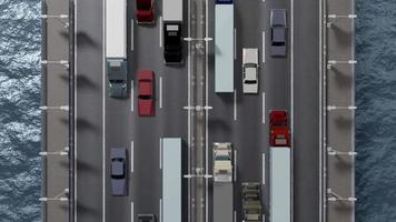 Cars Driving on A Bridge - View From the Above - Road Transport Concept video