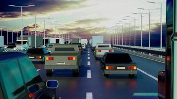 carros dirigindo em uma ponte, subindo a câmera - conceito de transporte rodoviário video