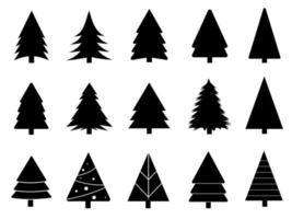 Collection of Silhouette Christmas trees Icon. Can be used to illustrate any nature or healthy lifestyle topic. vector