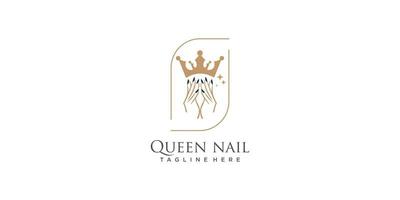 Nail logo with crown beauty concept design icon vector illustration
