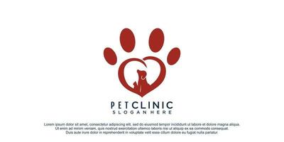 Pet clinic logo with love animal concept design icon vector illustration