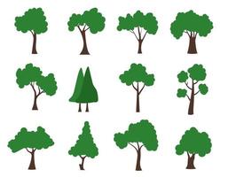 Trees set with green leaves that look beautiful and refreshing. Tree and roots LOGO style. Can be used for your work. vector