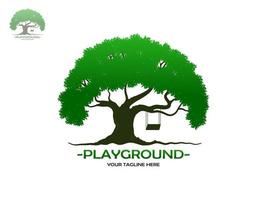 Trees and root with green leaves look beautiful and refreshing. Tree and roots LOGO style. vector