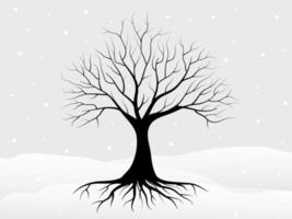 Black branch tree silhouette isolated set on white background, Hand drawn vector. vector