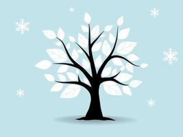 Black and branch tree forest background and snowing for winter season concept. Hand drawn isolated illustrations. vector