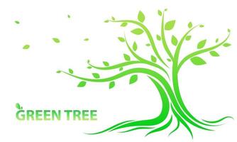 Trees with green leaves look beautiful and refreshing. Tree and roots LOGO style. vector