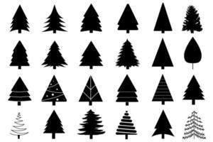 Collection of Silhouette Christmas trees Icon. Can be used to illustrate any nature or healthy lifestyle topic. vector
