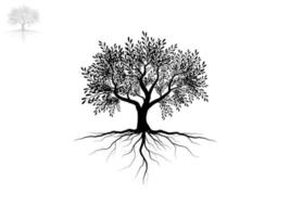 Black Branch Tree or Naked trees silhouettes set. Hand drawn isolated illustrations. vector