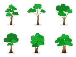 los árboles con hojas verdes se ven hermosos y refrescantes. estilo de logotipo de árbol y raíces. vector