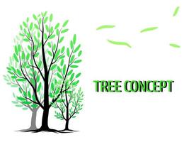 Trees with green leaves look beautiful and refreshing. Tree and roots LOGO style. vector