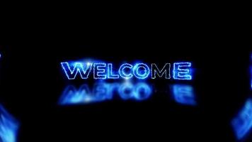Welcome Animation Text with Blue Light Energy. Ideal for your video introduction