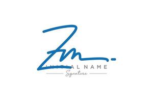 vector de plantilla de logotipo de firma zm inicial. ilustración de vector de letras de caligrafía dibujada a mano.
