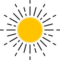 iconos solares vector símbolo, símbolos solares pintados, sol y brillo solar, amanecer o atardecer. círculo decorativo lleno y medio sol y luz solar. energía solar caliente para bronceado. signo vectorial