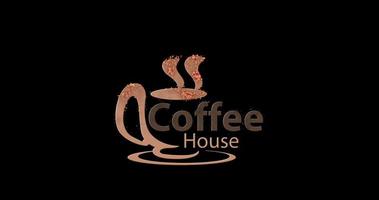 animação de logotipo de ícone de café bonito com partículas líquidas em fundo transparente. uma boa opção para o funcionamento da sua cafeteria video
