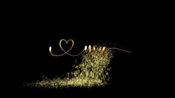 I love you animation with gold handwritten text bouncing and falling particles on sparkling floor on black and green screen background perfect for greeting someone you love. video