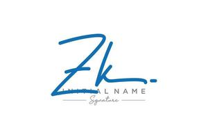 Initial ZK signature logo template vector. Hand drawn Calligraphy lettering Vector illustration.