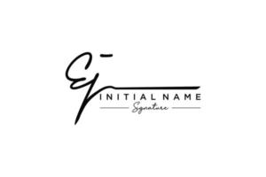 Initial EJ signature logo template vector. Hand drawn Calligraphy lettering Vector illustration.