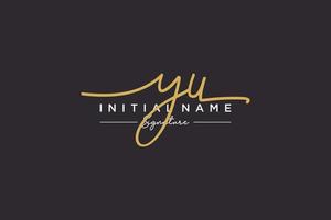 Initial YU signature logo template vector. Hand drawn Calligraphy lettering Vector illustration.