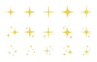 Flash sparkle flat star icon set vector