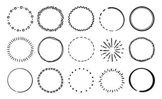 conjunto de insignias de línea de círculo dibujado a mano. vector