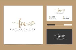 Initial FM Feminine logo collections and business card templat Premium Vector