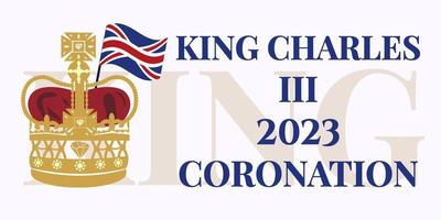 London, UK, 6TH MAY. 2023. King Charles III Coronation Charles of Wales becomes King of England. White post, vector