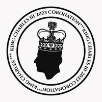 London, UK, 6TH MAY. 2023. King Charles III Coronation Charles of Wales becomes King of England. Silhouette of the emblem is black. vector