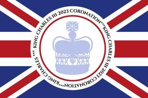 London, UK, 6TH MAY. 2023. King Charles III Coronation Charles of Wales becomes King of England. White post, vector
