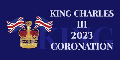 London, UK, 6TH MAY. 2023. King Charles III Coronation Charles of Wales becomes King of England. White post, vector