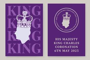 London, UK, 6TH MAY. 2023. King Charles III Coronation Charles of Wales becomes King of England. White post, vector