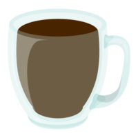 tasse de verre à thé. mug en porcelaine avec café chaud. illustration png colorée.